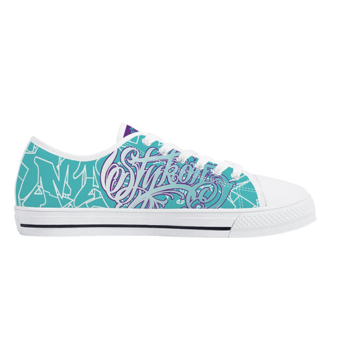 Axikronz 8T7 Canvas Low Top – Turquoise Mix Script | Hip - Hop Streetwear Shoes - Stykonz Graffiti Streetwear